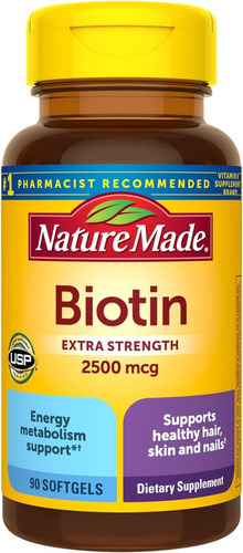 Biotina 2500 Mcg Extra Fuerza Nature Made 90 Softgel