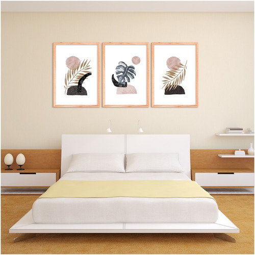 Quadros Decorativos Moldura Quarto Sala Folhas Minimalistas