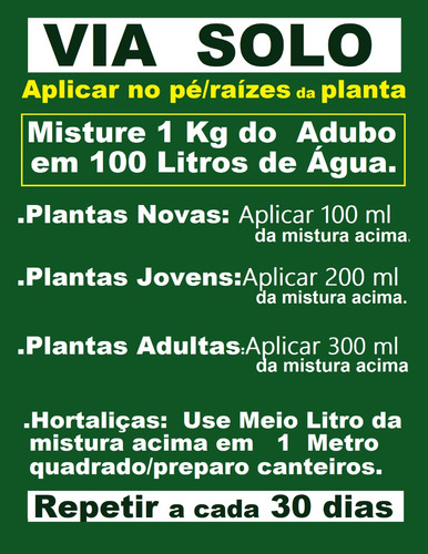 Npk 10-30-20 Floração Frutos Sais Hidrossoluvel Rende 200 Lt