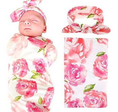 Recien Nacido Bebe Swaddle Manta Y Diadema Valor Set Recep