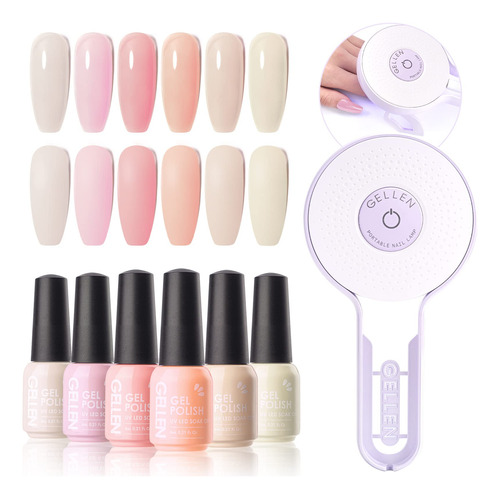 Gellen Kit De Esmalte De Unas De Gel, 6 Colores, Juego De Es