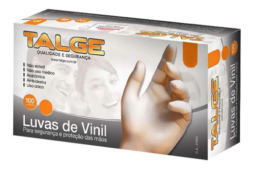 10 Cxs Luva De Procedimento Vinil S/ Talco - Talge Tam. P