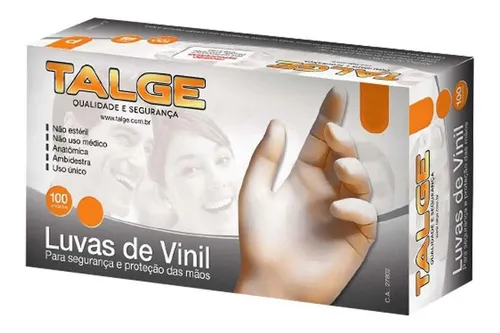 comprar 10 Cxs Luva De Procedimento Vinil Su002F Talco - Talge Tam. M