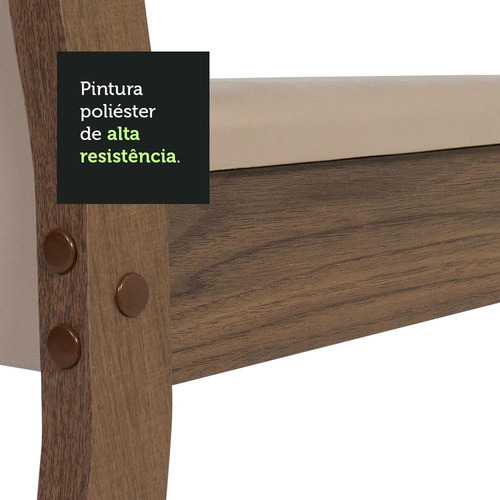 Sala Jantar Mesa Tampo Madeira 6 Cadeiras Beverly Madesa R Cor Rustic/Sintético Bege