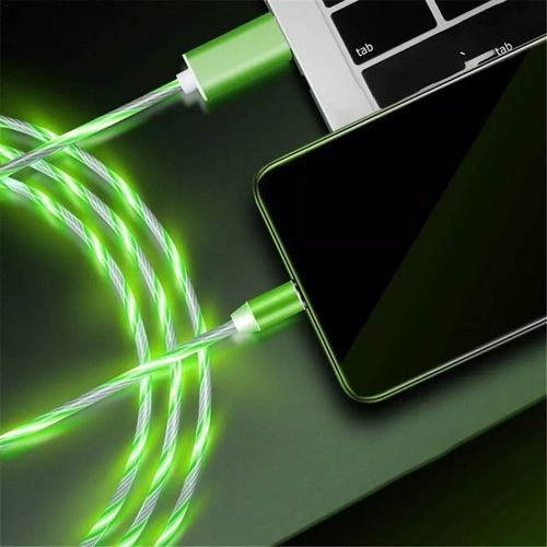 Cable Magnético 2 En 1 Tipo C iPhone Luz Led 1 Metro 360grdo