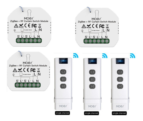 3 Interruptor Cortina Zigbee Rf Casa Inteligente + 3controle