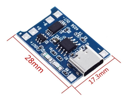 Modulo Carga Tipo C Bateria De Litio Tp4056 18650 100 Pzas.