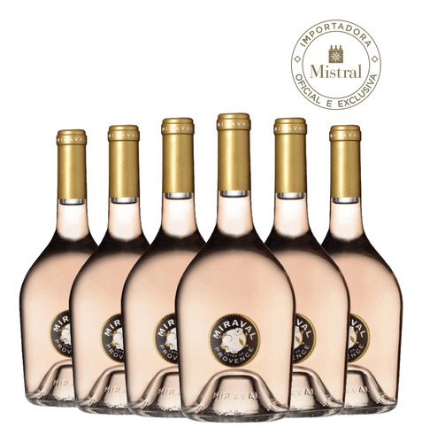 Vinho rosé Cinsault, Grenache e Rolle (Vermentino) Miraval Côtes De Provence 2022 adega Mistral 750 ml pacote x 6 u