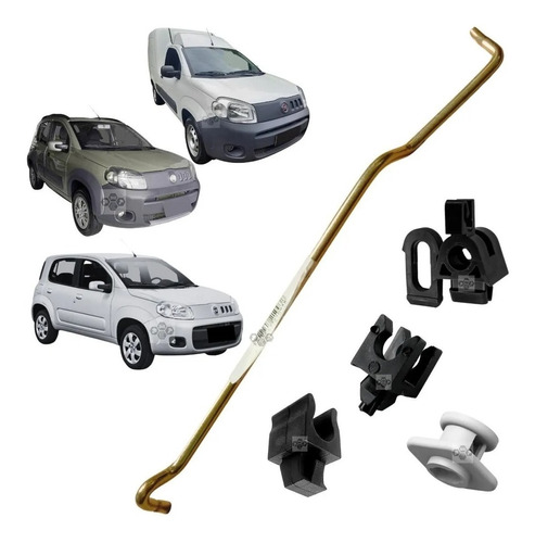 Kit Varilla Y Grampas Capot Fiat Uno 2011/16 Fiorino 11/16