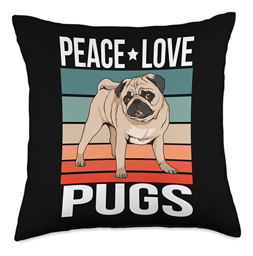 Vintage Pug Regalos Y Accesorios Peace Love Pugs Quote Retr