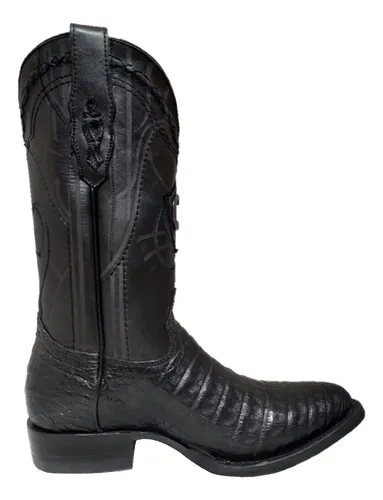 Bota Hombre Cuadra Oval Piel De Cocodrilo Color Negro Env o gratis