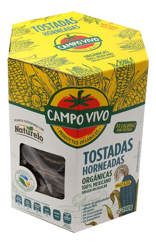 Tostadas Horneadas Orgánicas De Maíz Azul Campo Vivo 190g
