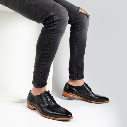 Zapatos De Vestir De Hombre Cuero Negro Homero - Ferraro -