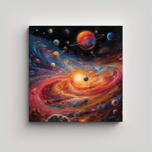 40x40cm Cuadro Sublimado Del Universo En Tela Bastidor Mader