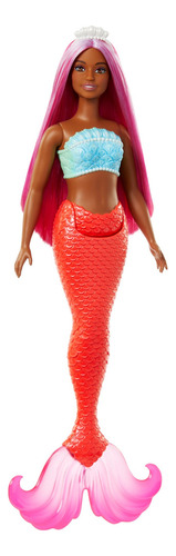 Muñeca Barbie Sirena Con Pelo Y Diadema De Fantasía De Color