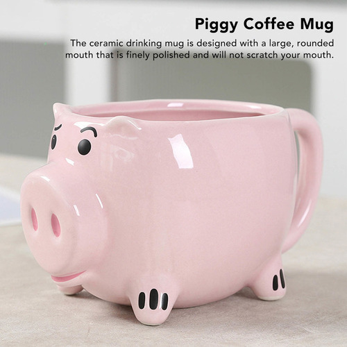 Taza De Café De Cerámica Con Forma De Cerdito, Boca Ancha, B