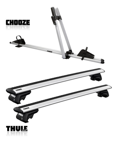 Rack Teto Thule Wingbar Prata + Suporte De Bicicleta Chooze