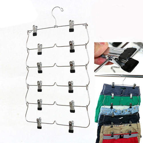 3 Pcs Folding Skirt Hanger With Multiple Clips