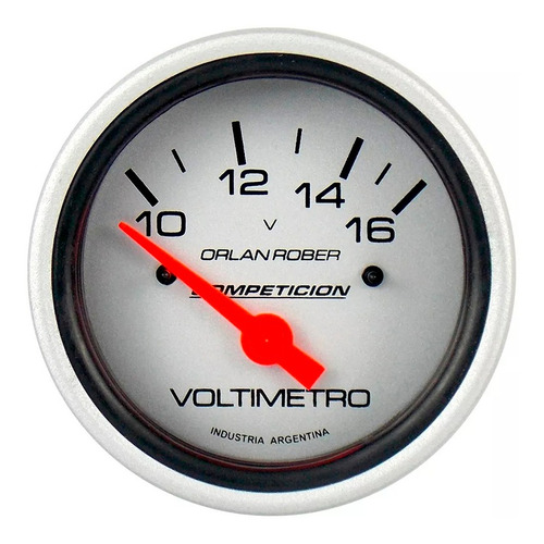 Reloj Voltimetro Competicion Fondo Plata 12v.