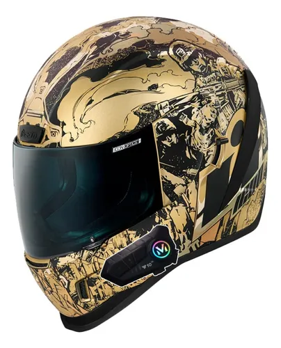 Casco Integral Icon + Intercomunicador + Visor De Color - As