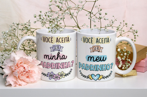 Kit Caneca Convite Padrinho/madrinha