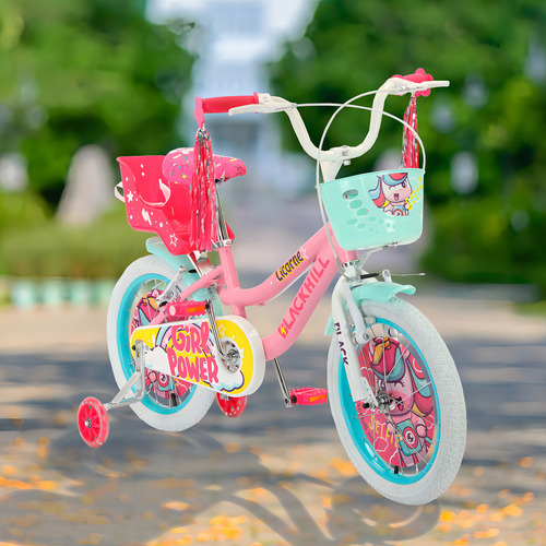 Bicicleta de Niña R16 Blackhill Rosa Pastel - Canastilla con ruedas de entrenamiento LED
