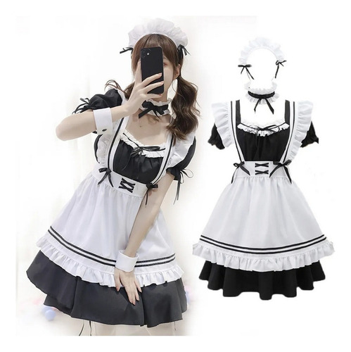 Traje De Sirvienta Lolita Kawaii De Anime Para Cosplay