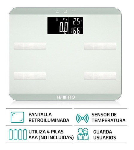 Imagen 2 de 8 de Balanza De Baño Inteligente Personal 180kg Electronica Gris