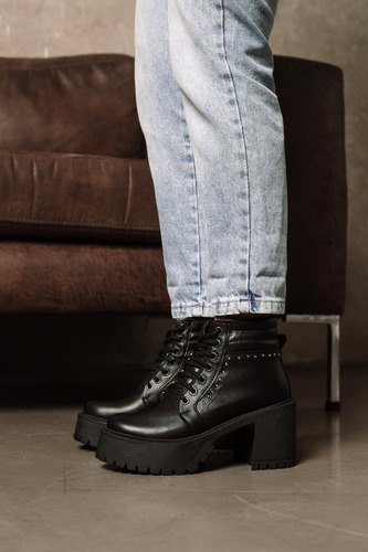 Borcegos Mujer Cuero Taco Alto Plataforma Botas Moda Romi