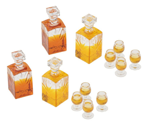 4 Piezas Botellas De En Miniatura Y Copas Para Casas De A