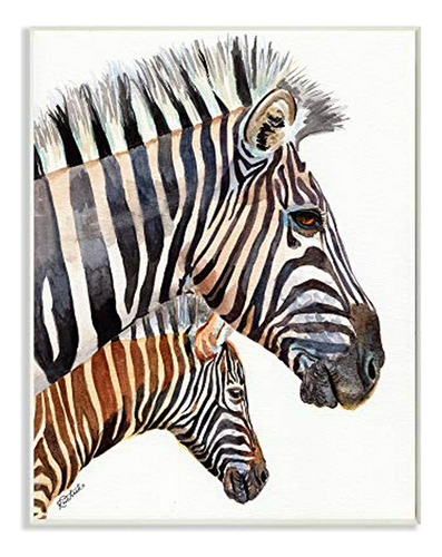 Stupell Industries Zebra Family Portrait Black Brown Animal  (Reacondicionado)