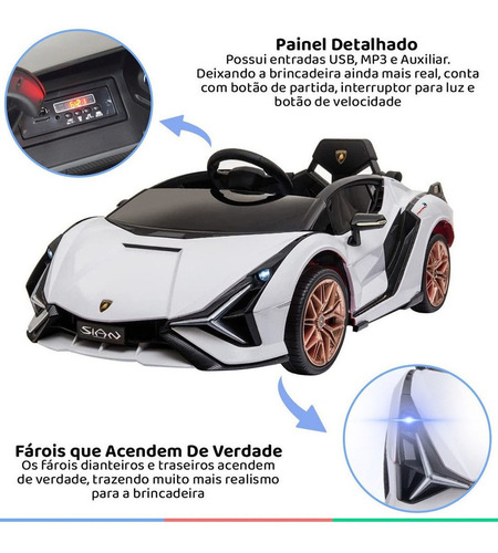 Carro Para Crianças Elétrico C Controle Lamborghini Sian 6v Cor Branco
