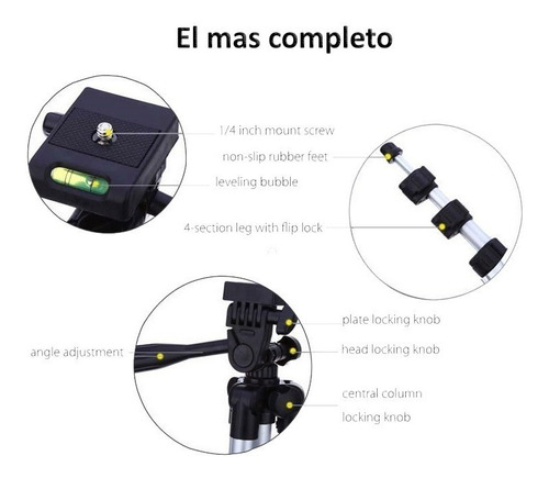 Tripode Profesional Para Celular Y Camara 1,39mt Con Estuche