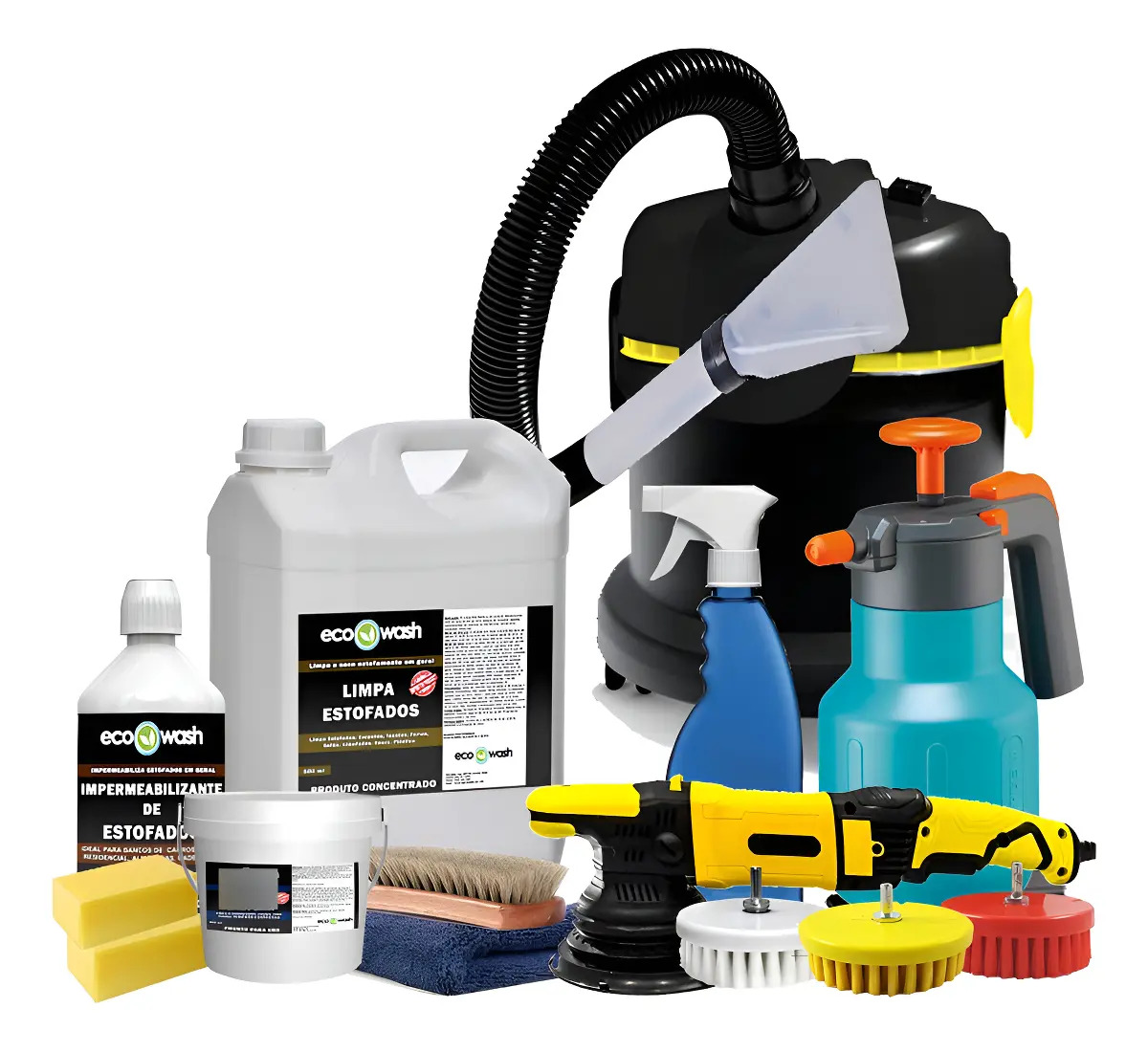 Kit Limpeza Estofados 2 IN 1 VACUUM CLEANER Com Aspirador Automotivo Cor Preto