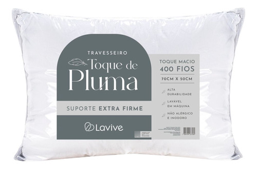 Travesseiro Toque Pluma Lavive 400 Fios Suporte Extra Firme