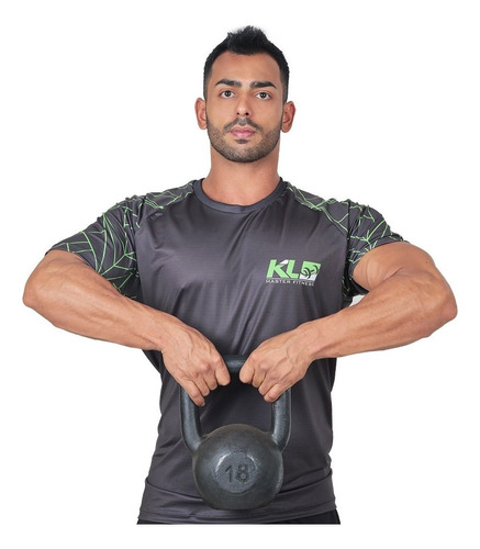 Kettlebell Pintado 18 Kg Treinamento Funcional Musculação Cor Preto