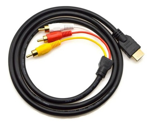 Cable Hdmi A 3 Rca Av Audio Y Video Mallado Macho Tv Lcd