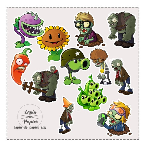 Topper Cupcake Adorno Pinchos Muffin X12 Plantas Vs Zombies