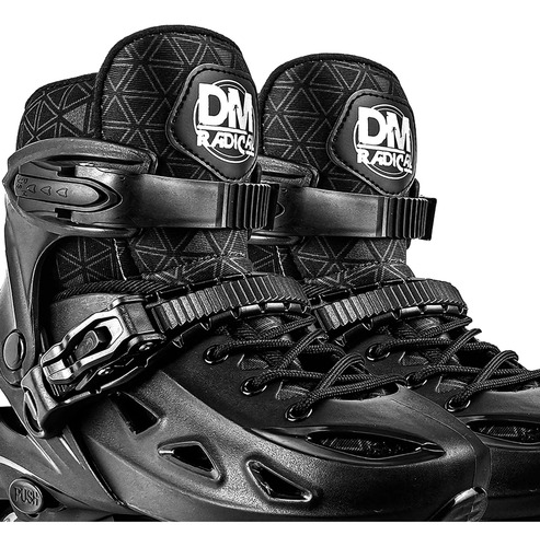 Patins Infantil Preto Ajustável Com Rodas De Gel C/ Led 34-37 6.8 Cm Preto