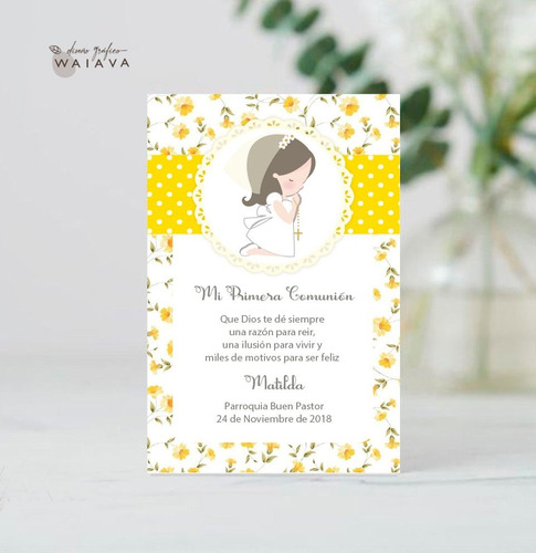 Imagen 2 de 10 de Estampitas Comunión Tarjetas Estampas Nenas X 3u