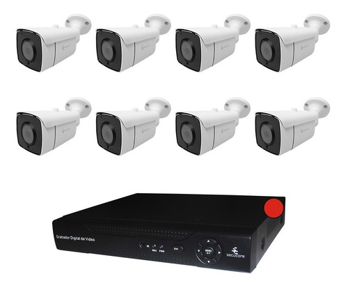 Imagen 1 de 8 de Kit Cctv 2 Megapixeles 8 Camaras Ip Nvr Alta Resolucion