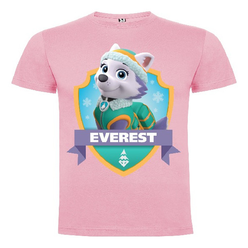 Polera Color Algodón 100% Niñas Everest Escudo Paw Patrol