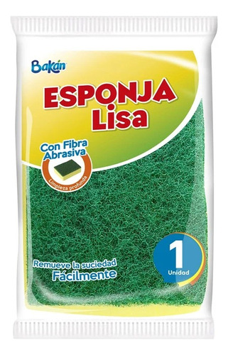 Esponja Lisa Con Fibra Abrasiva Bakan 1unid