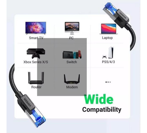Cable Utp De Internet Cat.8 Ugreen 10m 2000mhz 40gbps Rj45