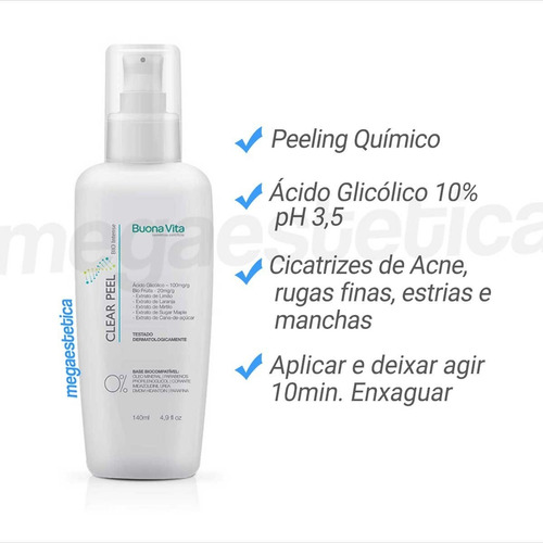 Clear Peel 140ml Buona Vita Peeling Químico Cicatrizes Acne