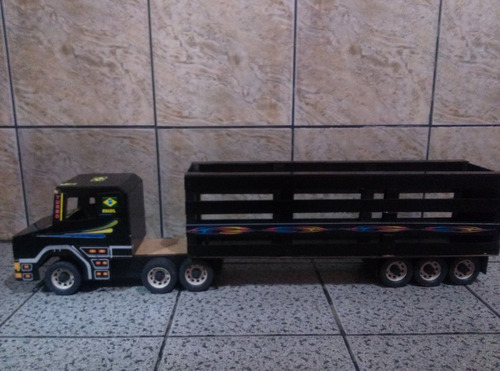 Caminhão Brinquedo Madeira Artesanal Scania Carreta Menino