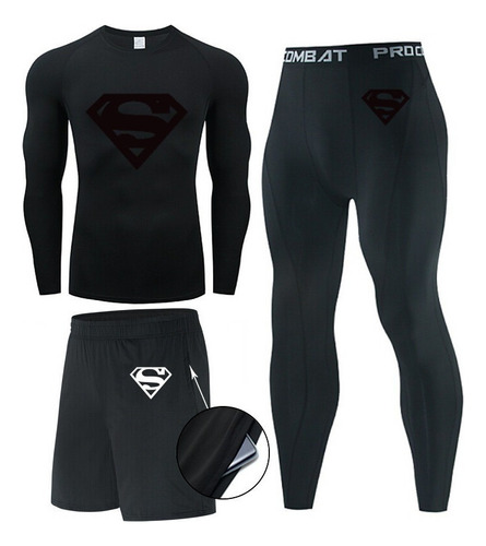 Conjunto Deportivo Super Heroes Superman Compresión 3 Piezas