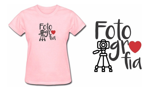 Camiseta Camisa Baby Look Rosa T-shirt Fotografias Curso Top