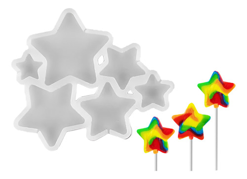 Molde Silicona Estrella Colombina Lollipop Chupeta X 6