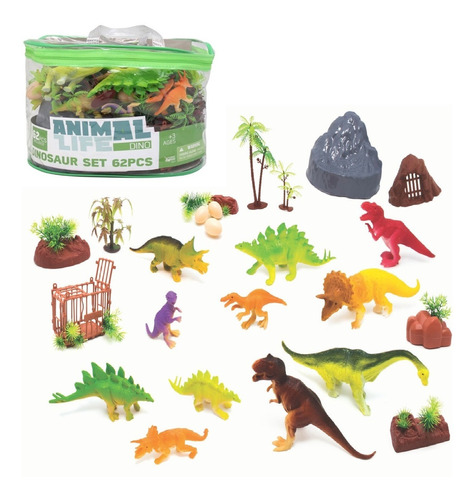 Set De Dinosaurios Animal Life 18 Dinos Total 62 Piezas